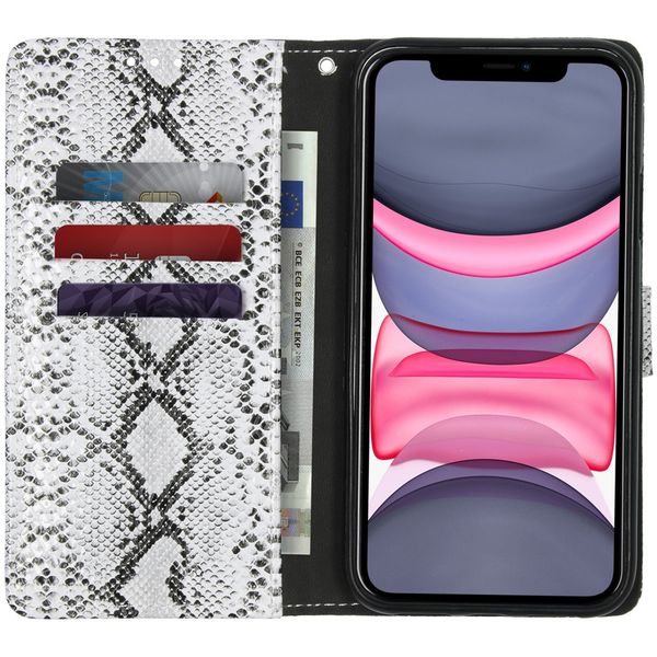 Slangenprint Bookcase iPhone 11 - Wit