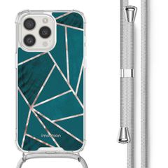 imoshion Design hoesje met koord iPhone 15 Pro - Petrol Green Graphic