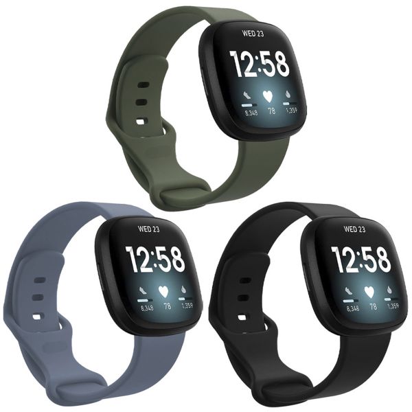 imoshion Siliconen bandje Multipack voor Fitbit Versa 4 / 3 / Sense (2) - Zwart / Groen / Blauw