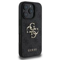 Guess 4G Metal Logo Backcover Apple iPhone 16 Pro - Zwart