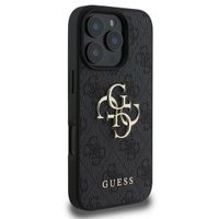 Guess 4G Metal Logo Backcover iPhone 16 Pro - Zwart