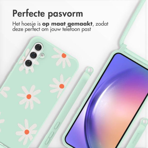 imoshion Siliconen design hoesje met koord Samsung Galaxy A54 (5G) - Green Flower Distance