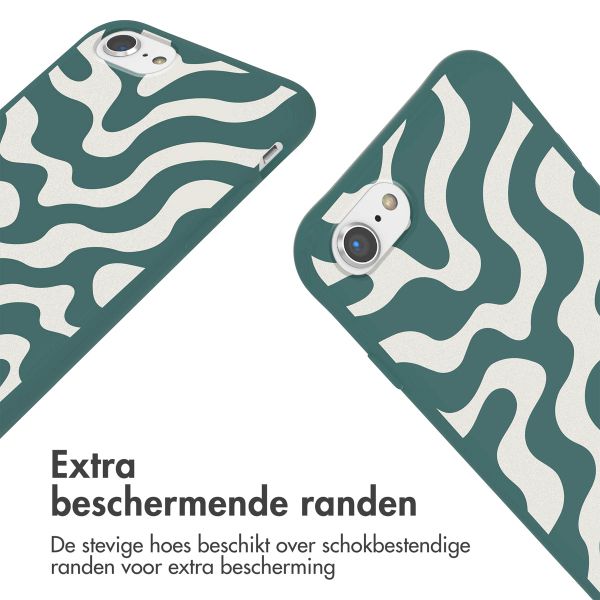 imoshion Siliconen design hoesje met koord iPhone SE (2022 / 2020) / 8 / 7 - Petrol Green Groovy