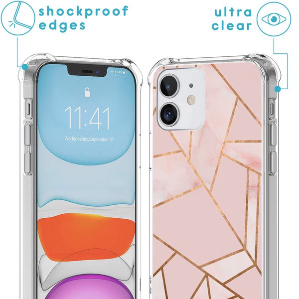 imoshion Design hoesje met koord iPhone 12 Mini - Grafisch Koper - Roze / Goud