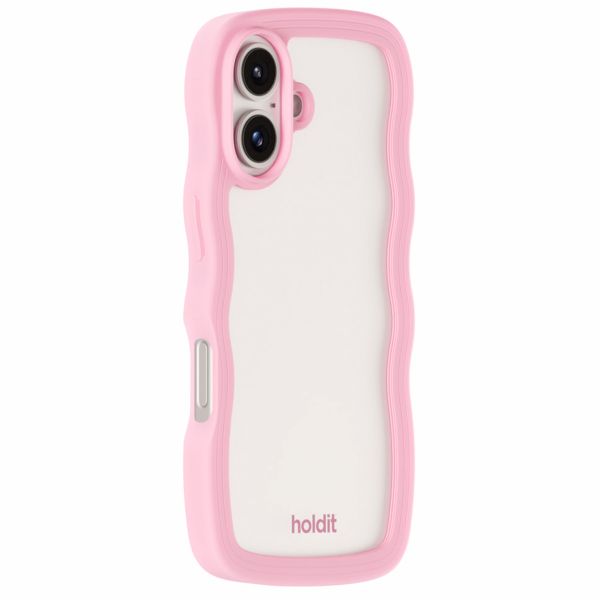 Holdit Wavy Case iPhone 16 Plus - Pink / Transparent