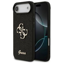 Guess 4G Metal Logo Glitter Backcover Apple iPhone Air - Zwart