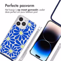 imoshion Design hoesje met koord Apple iPhone 14 Pro Max - Cobalt Blue Flowers Connect