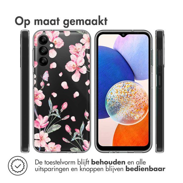 imoshion Design hoesje Samsung Galaxy A14 (5G/4G) - Bloem - Roze / Groen