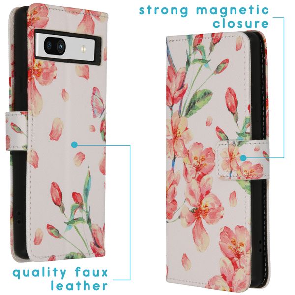 imoshion Design Softcase Bookcase Google Pixel 7a - Blossom Watercolor