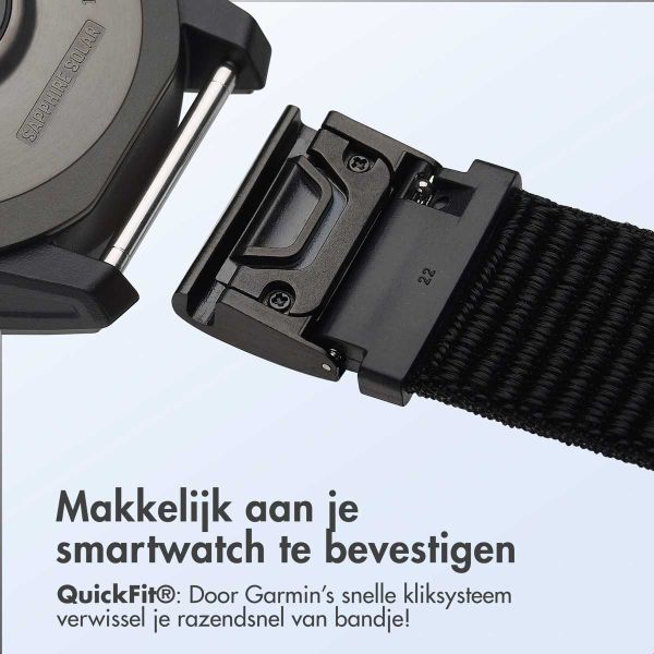 imoshion QuickFit® Nylon bandje Garmin Watch | 22 mm aansluiting - Zwart