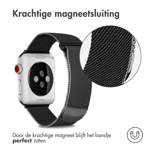 imoshion Milanees magnetisch bandje Apple Watch Series 1 t/m 9 / SE (38/40/41 mm) | Series 10 (42 mm) - Maat S - Zwart