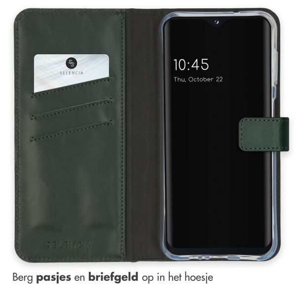 Selencia Echt Lederen Bookcase Samsung Galaxy A14 (5G/4G) - Groen