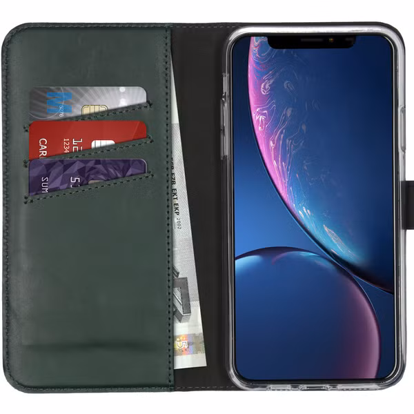 Selencia Echt Leren Bookcase Apple iPhone 11 Pro Max - Groen