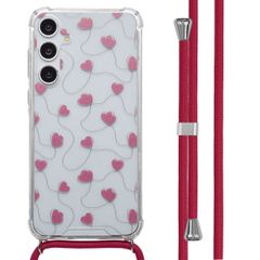 imoshion Design hoesje met koord Samsung Galaxy A55 - Dusty Rose Connected Hearts