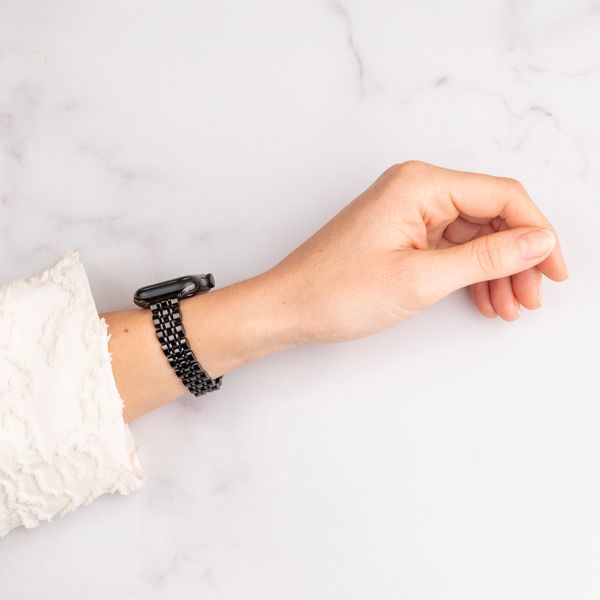 Selencia Slim Steel Jubilee Inspired schakelbandje Apple Watch Series 1 t/m 9 / SE (38/40/41 mm) | Series 10 / 11 (42 mm) - Zwart