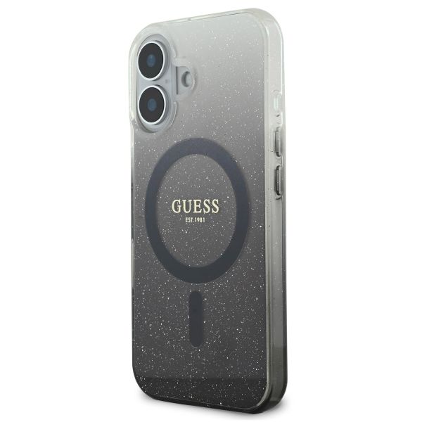 Guess MagSafe IML Glitter Gradient Case Apple iPhone 16 - Zwart