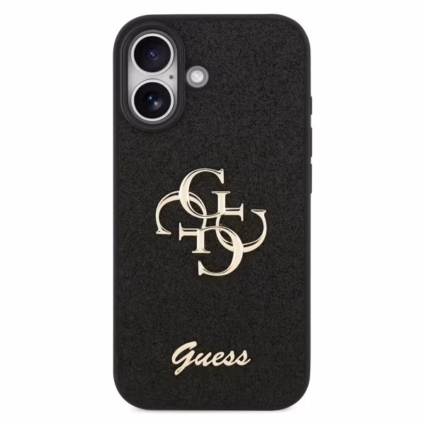 Guess 4G Metal Logo Glitter Backcover Apple iPhone 17 - Zwart