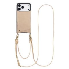 Selencia Nova Croco Telefoonhoes met Koord en Pashouder Apple iPhone 18 Pro Max / 17 Pro Max - Beige