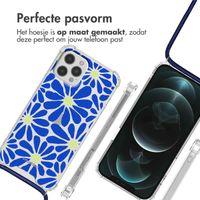 imoshion Design hoesje met koord iPhone 12 Pro Max - Cobalt Blue Flowers Connect