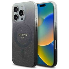 Guess MagSafe IML Glitter Gradient Case Apple iPhone 16 Pro - Zwart