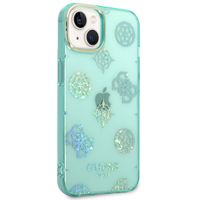 Guess Peony Glitter Backcover iPhone 14 - Turquoise