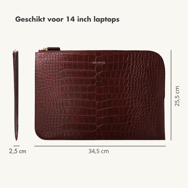 Selencia Croco Laptophoes 14 inch - Laptopsleeve - Burgundy