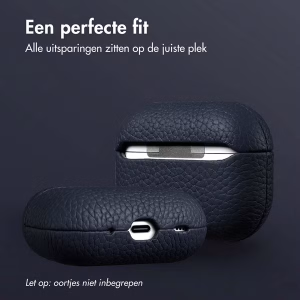 Accezz Echt Leren Case  Apple AirPods Pro 2 - Donkerblauw