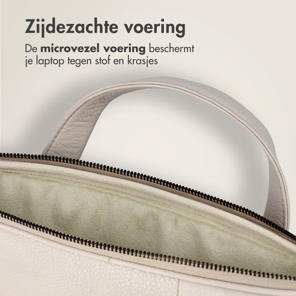 Accezz Leather Laptoptas 16 inch - Beige
