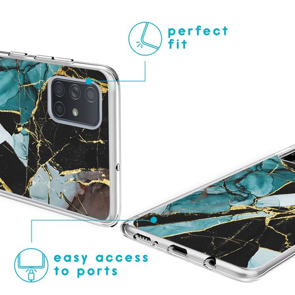 imoshion Design hoesje Samsung Galaxy A71 - Marmer - Gebroken Blauw