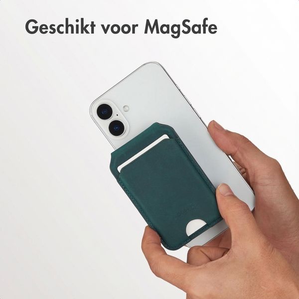 Accezz Vintage Leather MagSafe Kaarthouder met Standaard - Smokey Green