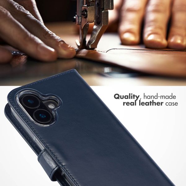 Selencia Genuine Leather Book Case Apple iPhone 16 Plus - Blue