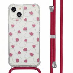 imoshion Design hoesje met koord Apple iPhone 14 - Dusty Rose Connected Hearts