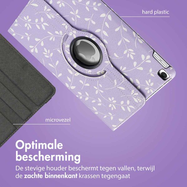 imoshion 360° Draaibare Design Bookcase Apple iPad 9 (2021) 10.2 inch / iPad 8 (2020) 10.2 inch / iPad 7 (2019) 10.2 inch - Laverder Flowers