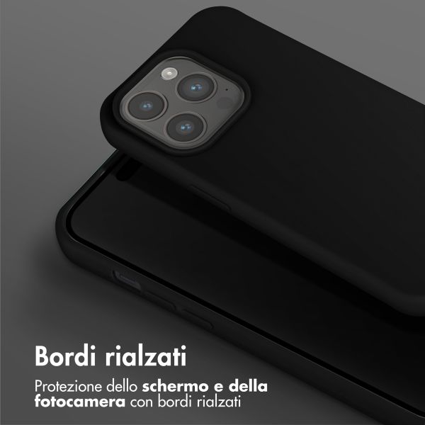 Selencia Siliconen hoesje met afneembaar koord Apple iPhone 15 Pro - Zwart
