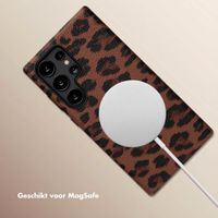 Selencia Sabi Backcover Panterprint met MagSafe Samsung Galaxy S24 Ultra - Mocha Brown