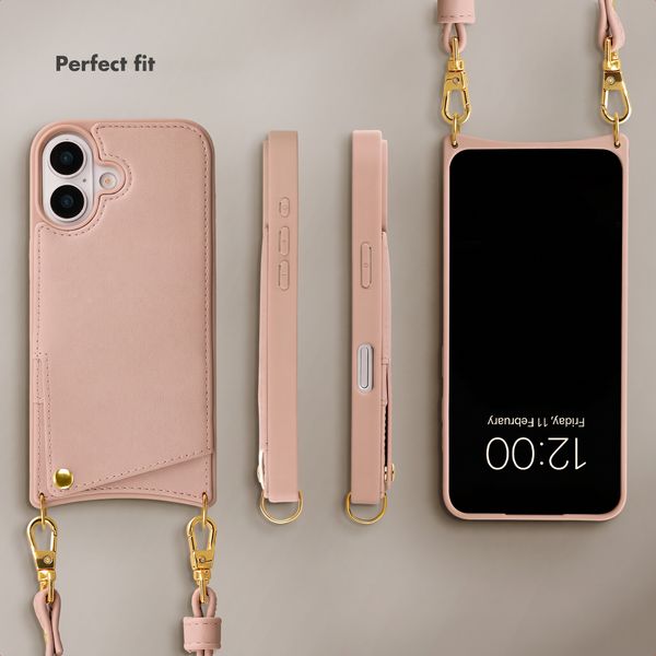 Selencia Nova Phone Case with Cord and Card Holder Apple iPhone 17 - Dusty Rose