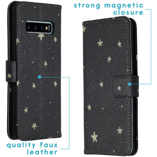 imoshion Design Softcase Bookcase Samsung Galaxy S10 - Stars Gold