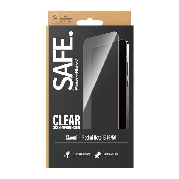 SAFE by PanzerGlass Ultra-Wide Fit Screenprotector Xiaomi Redmi Note 15 (5G)