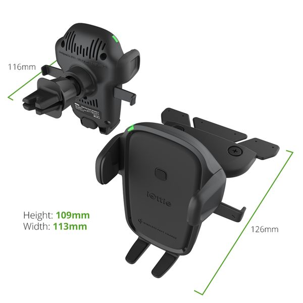 iOttie Easy One Touch Wireless Charging - Telefoonhouder auto - Ventilatierooster en CD speler - Zwart