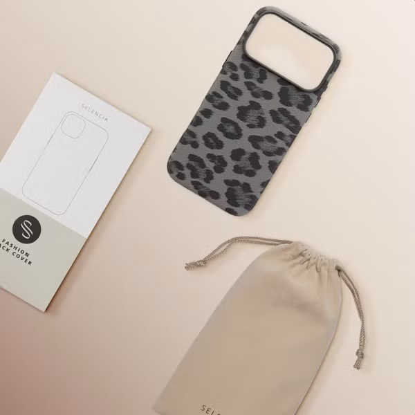 Selencia Sabi Backcover Panterprint met MagSafe Apple iPhone 17 Pro Max - Midnight Black