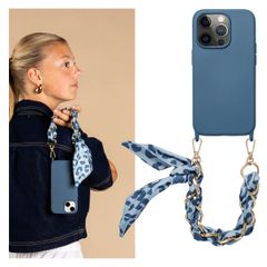 Selencia Backcover met luxe polskoord iPhone 14 Pro - Blauw