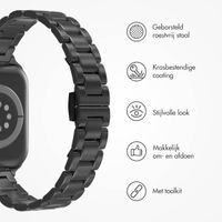Selencia Slim Steel schakelbandje Apple Watch Series 1 t/m 9 / SE (38/40/41 mm) | Series 10 / 11 (42 mm) - Zwart