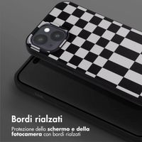 Selencia Siliconen design hoesje met afneembaar koord Apple iPhone 15 Plus - Irregular Check Black