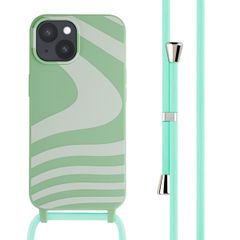 imoshion Siliconen design hoesje met koord iPhone 15 - Retro Green