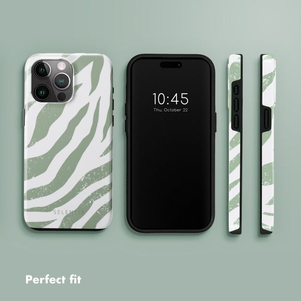 Selencia Vivid Back Cover Apple iPhone 15 Pro Max - Colourful Zebra Sage Green