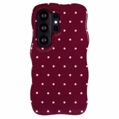 Selencia Vivid Wavy Backcover met MagSafe Samsung Galaxy S26 Ultra - Happy Dots Burgundy