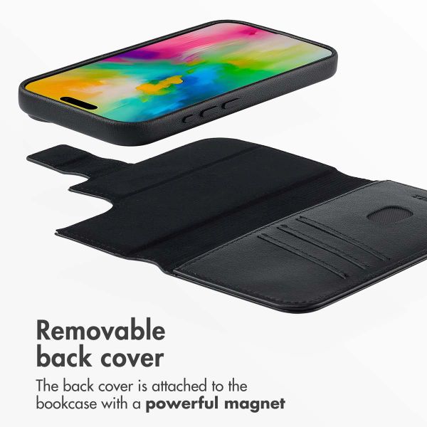 Accezz 2-in-1 Leather Bookcase with MagSafe Apple iPhone 16 - Onyx Black