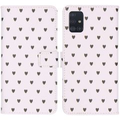 imoshion Design Softcase Bookcase Galaxy A51 - Hearts Allover White