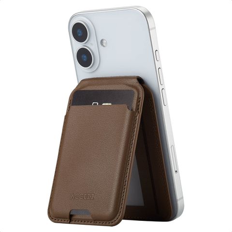 Accezz Leather Wallet with Stand - Compatible with MagSafe and Qi2 - Coffee Brown