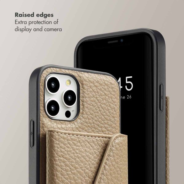 Selencia Sera Phone Case with Cord and Envelope Card Holder Apple iPhone 12 (Pro) - Taupe